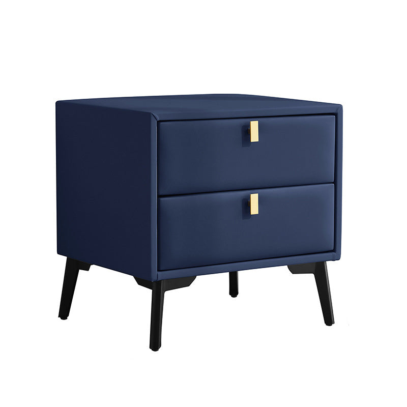 Modern Style with Two Drawers and a Choice of Color Leather Nightstand