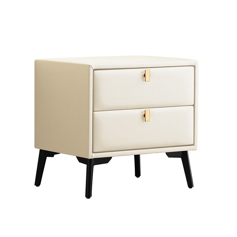 Modern Style with Two Drawers and a Choice of Color Leather Nightstand