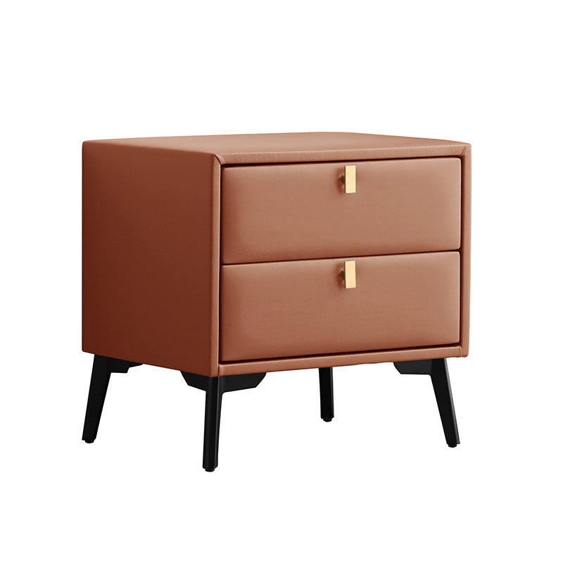 Modern Style with Two Drawers and a Choice of Color Leather Nightstand