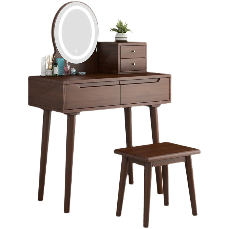 29.5" Height Wood Vanity Makeup Table Set Vanity Stool with Drawer for Bedroom