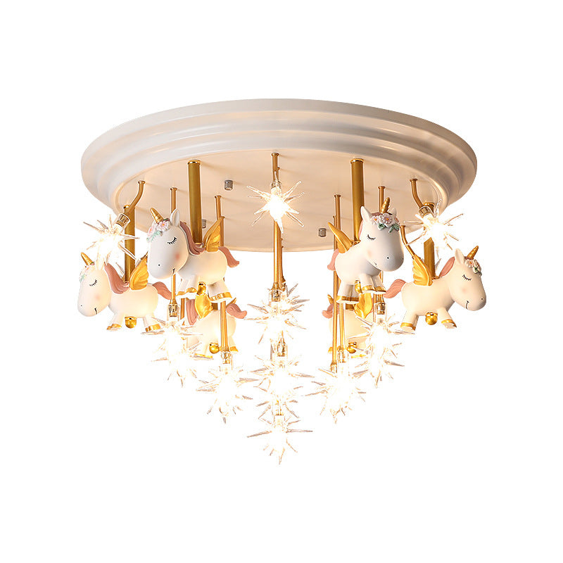 Flying Unicorn Kindergarten Semi Flush Mount Harzkinder LED -Deckenleuchte montierte Beleuchtung