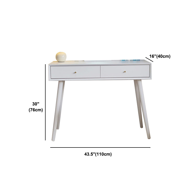 Mirrored Wood Makeup Dressing Table Stool Set White,30.31" H