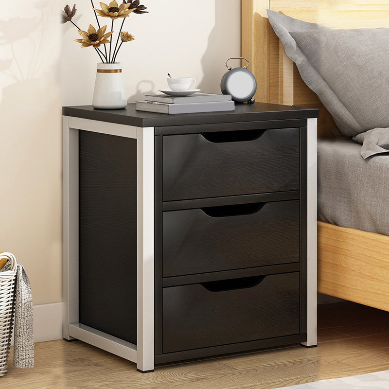 Modern Wooden Night Stand 19.6"Tall Metal Frame Nightstand with Drawer