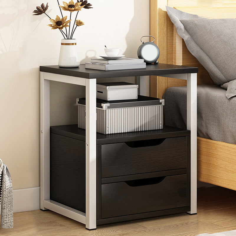 Modern Wooden Night Stand 19.6"Tall Metal Frame Nightstand with Drawer