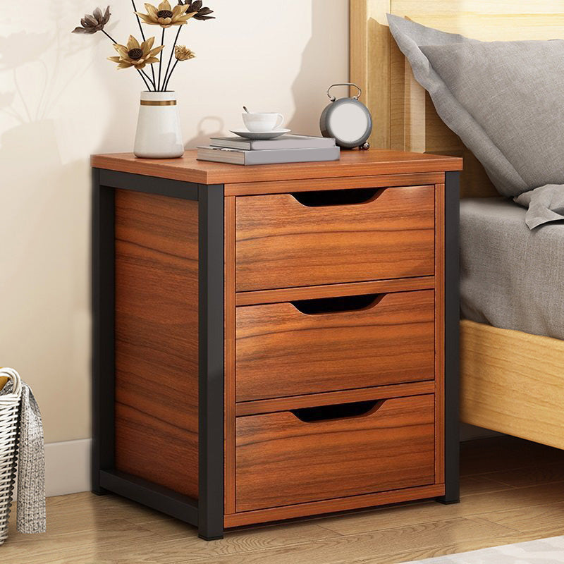 Modern Wooden Night Stand 19.6"Tall Metal Frame Nightstand with Drawer