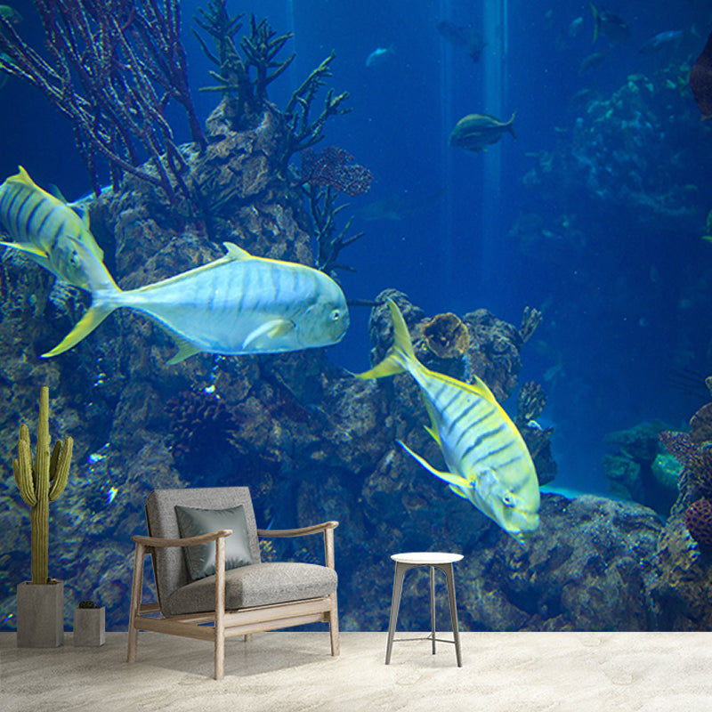 Lifelike Wall Mural Tropical Fish Patterned Drawing Room Wall Mural