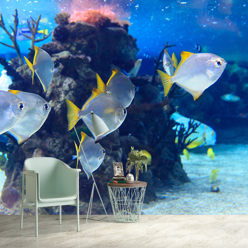 Lifelike Wall Mural Tropical Fish Patterned Drawing Room Wall Mural