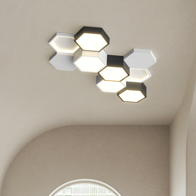 Modern Simple Style Iron Ceiling Light Hexagon Shape LED Ceiling Lamp for Bedroom