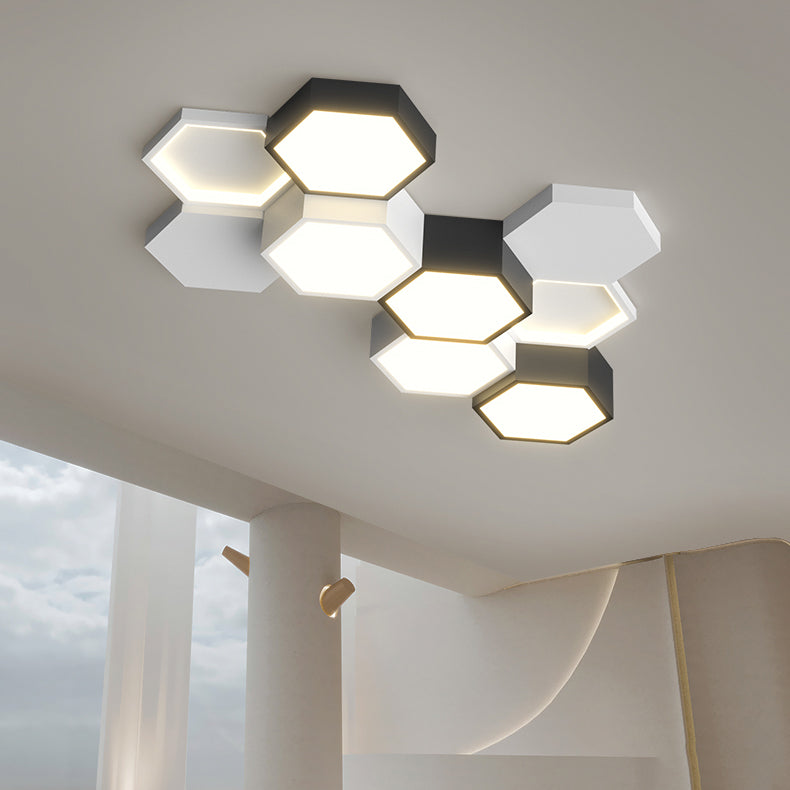 Modern Simple Style Iron Ceiling Light Hexagon Shape LED Ceiling Lamp for Bedroom