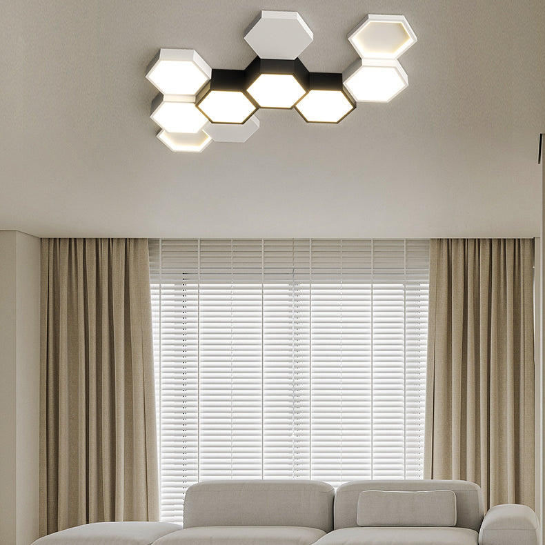 Modern Simple Style Iron Ceiling Light Hexagon Shape LED Ceiling Lamp for Bedroom