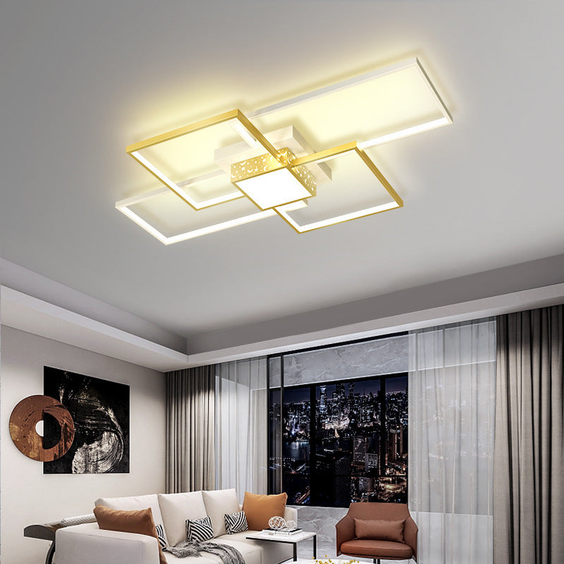 Nordic Style Iron Ceiling Light Geometry Ceiling Lamp with Acrylic Shade for Bedroom