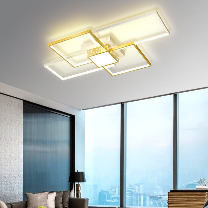 Nordic Style Iron Ceiling Light Geometry Ceiling Lamp with Acrylic Shade for Bedroom