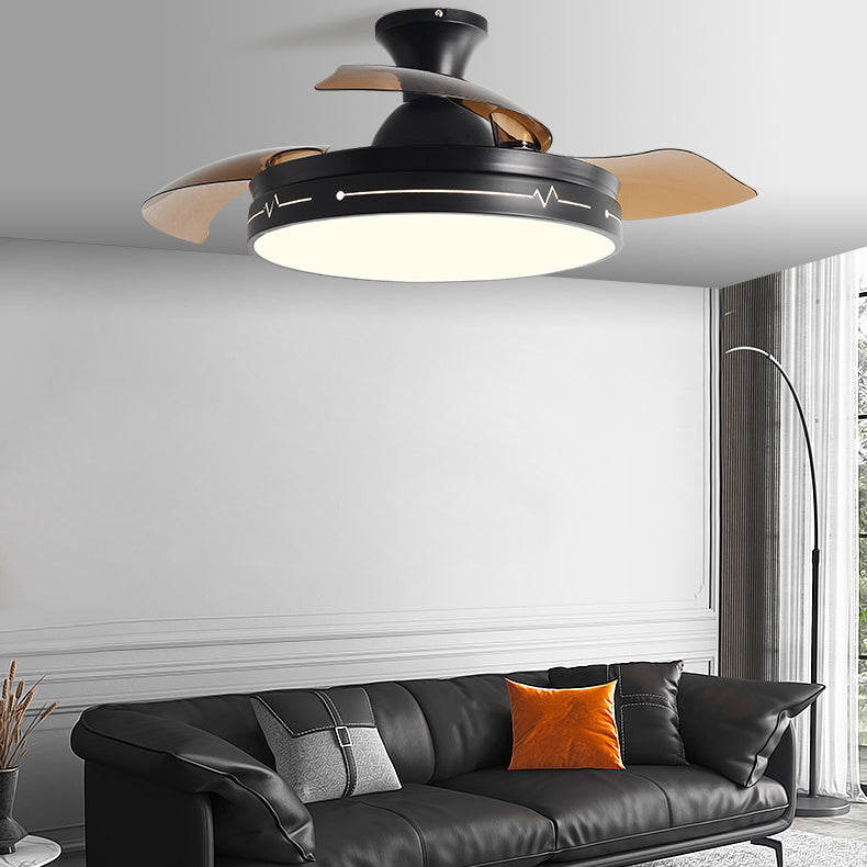 Round Shape Metal Ceiling Fan Lighting Kids Style Single Light Ceiling Fan Lamp