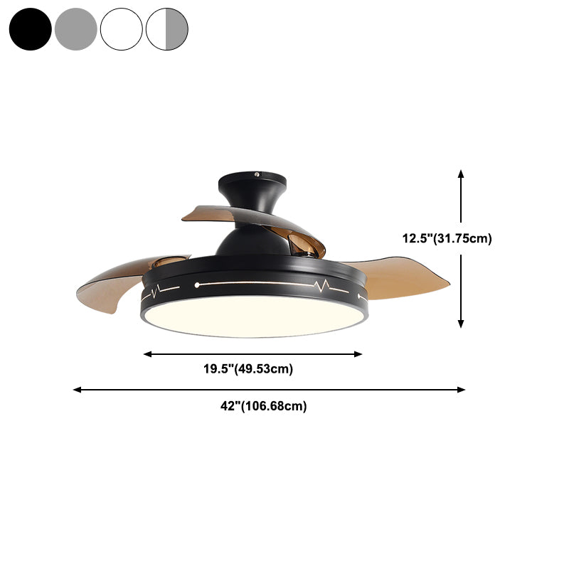 Round Shape Metal Ceiling Fan Lighting Kids Style Single Light Ceiling Fan Lamp