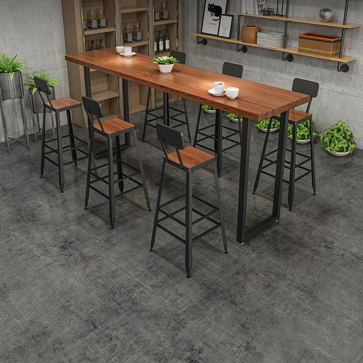 Solid Wood Bar Dining Table Industrial Rectangle Bar Table with Sled Base in Black