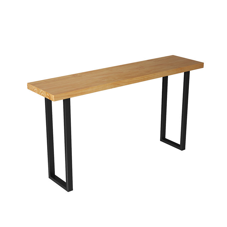 Rectangle Wood Bar Dining Table Contemporary Bar Table with Sled Base in Black