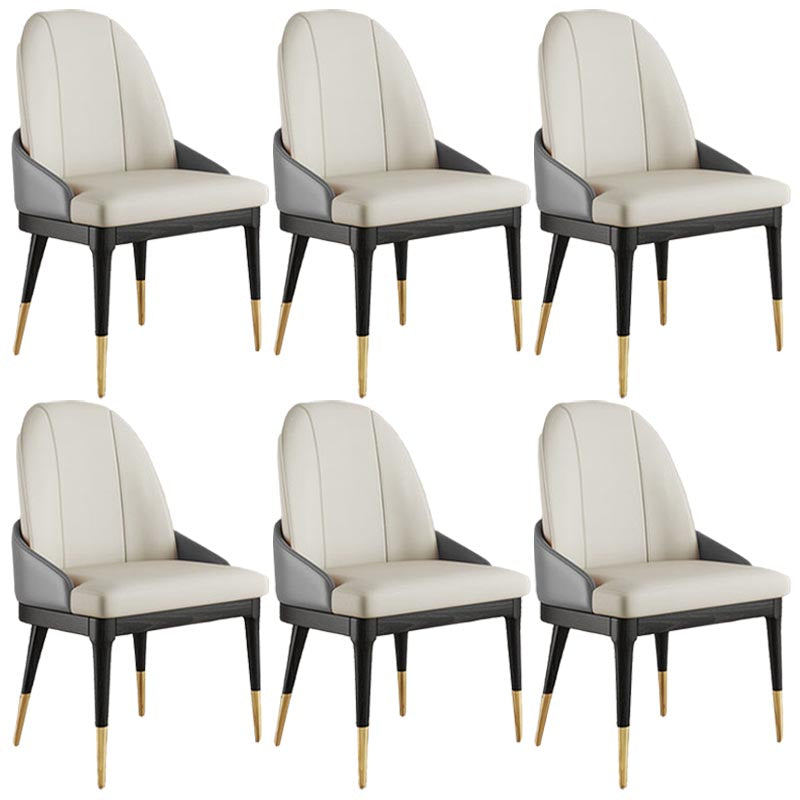 Glam Dining Side Chair Leather Dining Chair with Solid Wood Legs