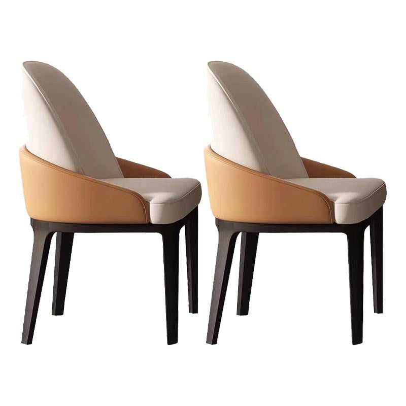 Glam Dining Side Chair Leather Dining Chair with Solid Wood Legs