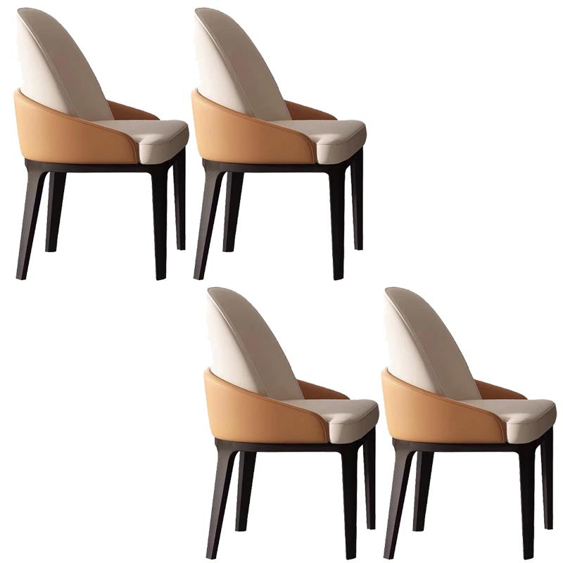 Glam Dining Side Chair Leather Dining Chair with Solid Wood Legs