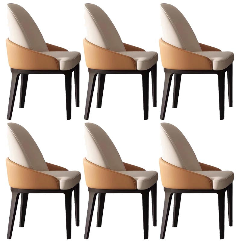 Glam Dining Side Chair Leather Dining Chair with Solid Wood Legs