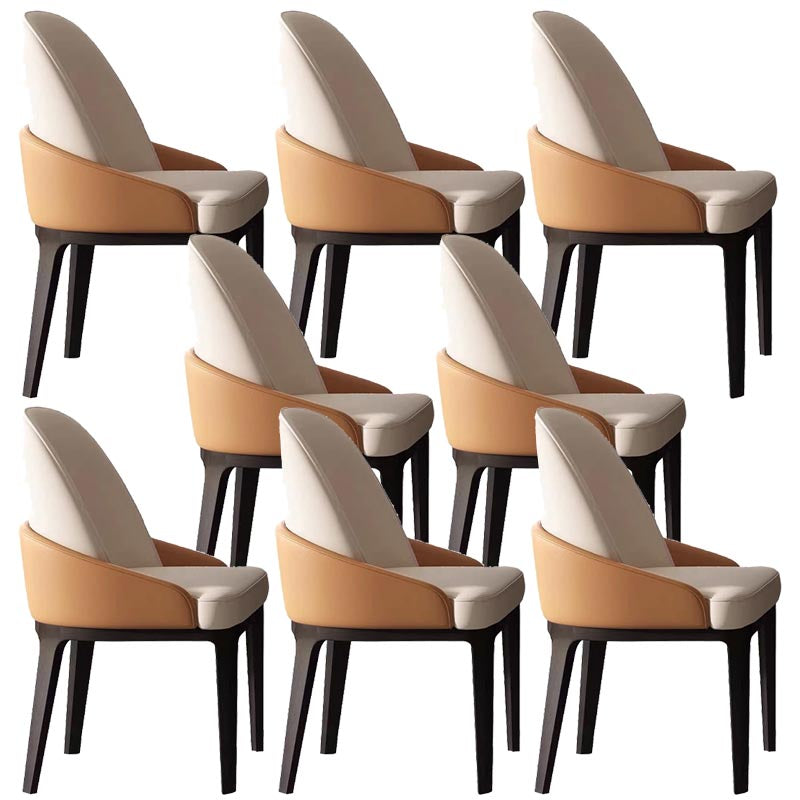 Glam Dining Side Chair Leather Dining Chair with Solid Wood Legs