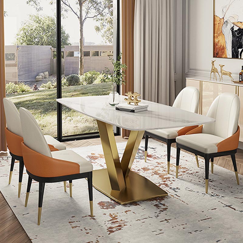 Glam Dining Side Chair Leather Dining Chair with Solid Wood Legs