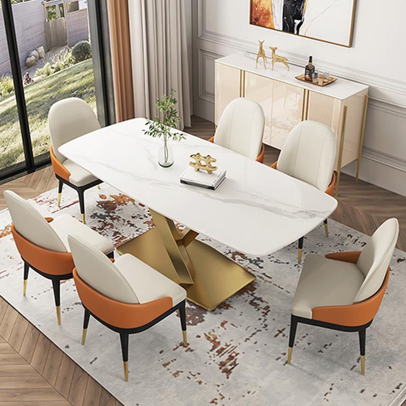 Glam Dining Side Chair Leather Dining Chair with Solid Wood Legs