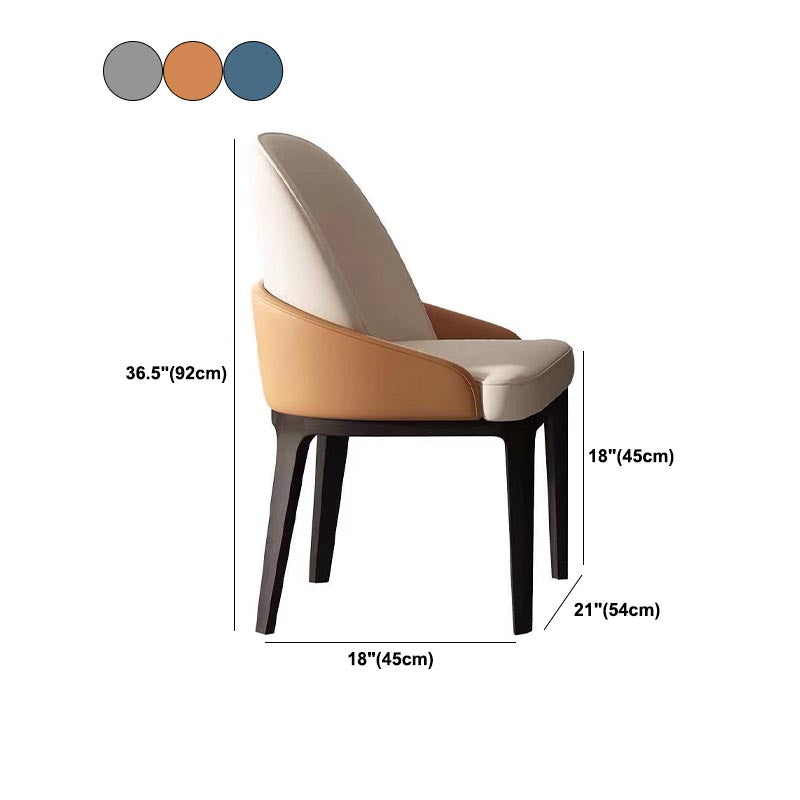 Glam Dining Side Chair Leather Dining Chair with Solid Wood Legs