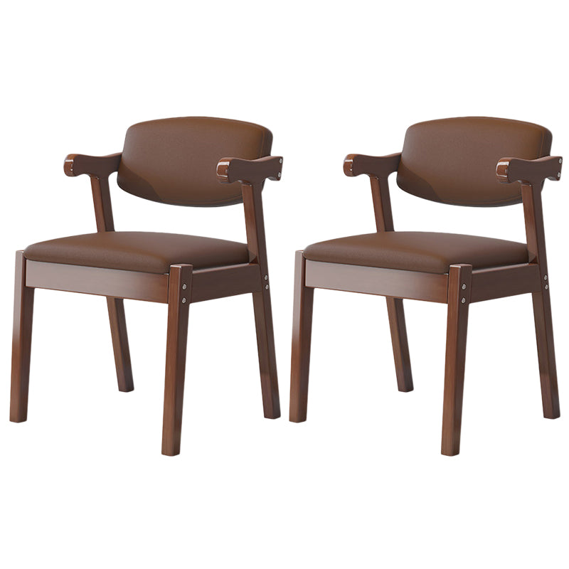 Contemporary Leather Dining Chair Open Back Dining Side Furniture in Matte Finish