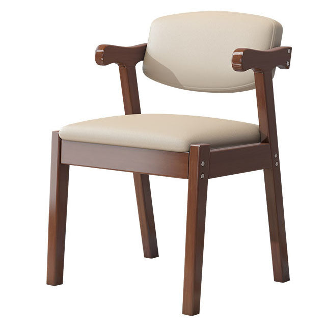 Contemporary Leather Dining Chair Open Back Dining Side Furniture in Matte Finish