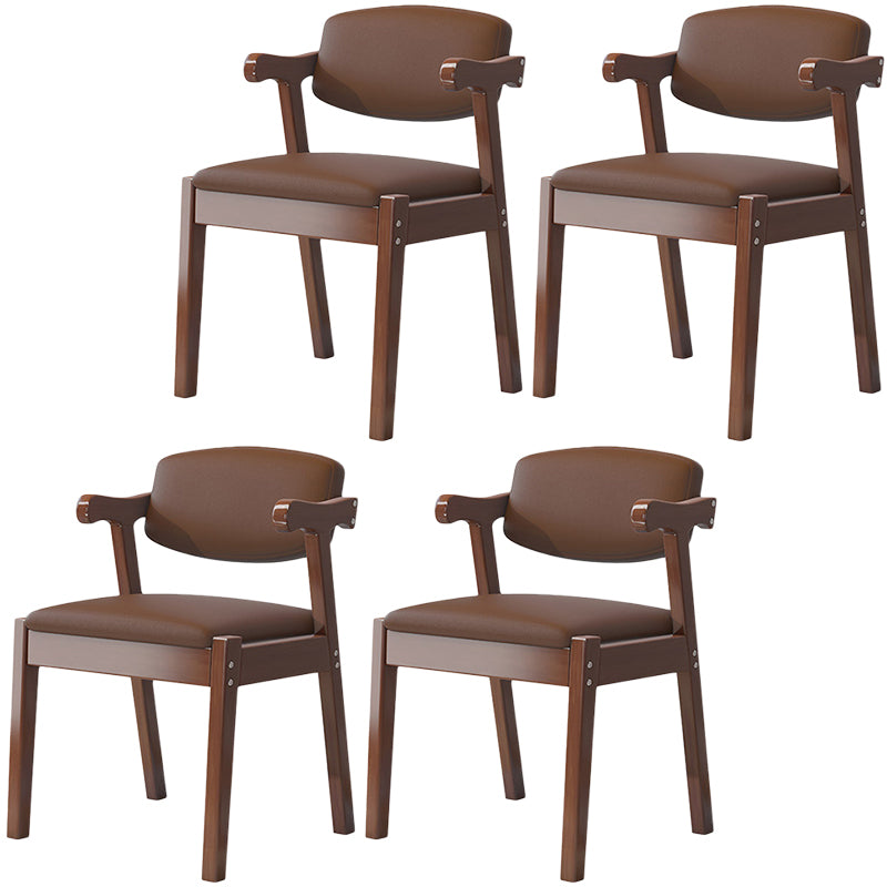 Contemporary Leather Dining Chair Open Back Dining Side Furniture in Matte Finish