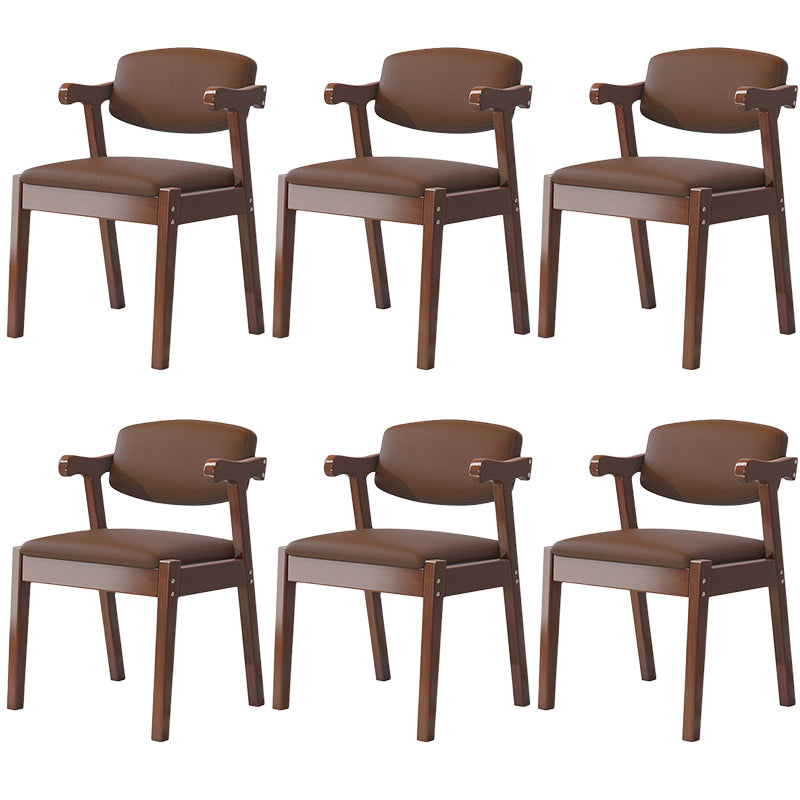 Contemporary Leather Dining Chair Open Back Dining Side Furniture in Matte Finish