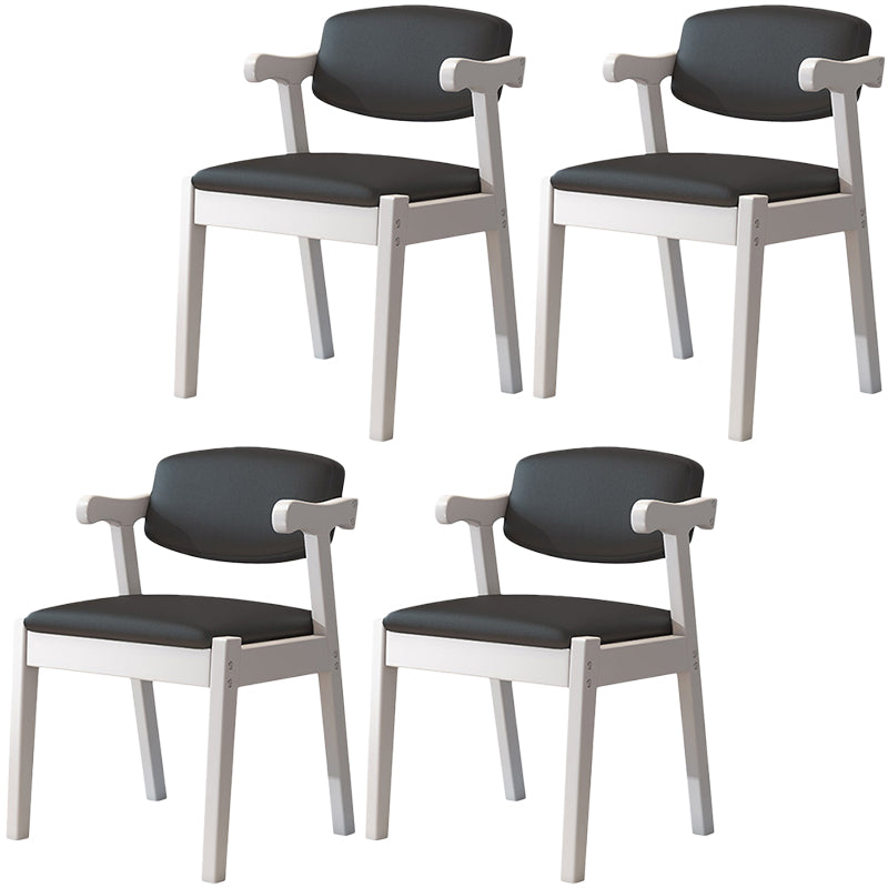 Contemporary Leather Dining Chair Open Back Dining Side Furniture in Matte Finish