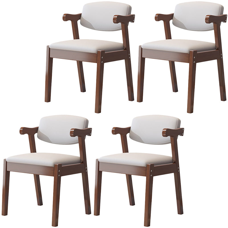 Contemporary Leather Dining Chair Open Back Dining Side Furniture in Matte Finish