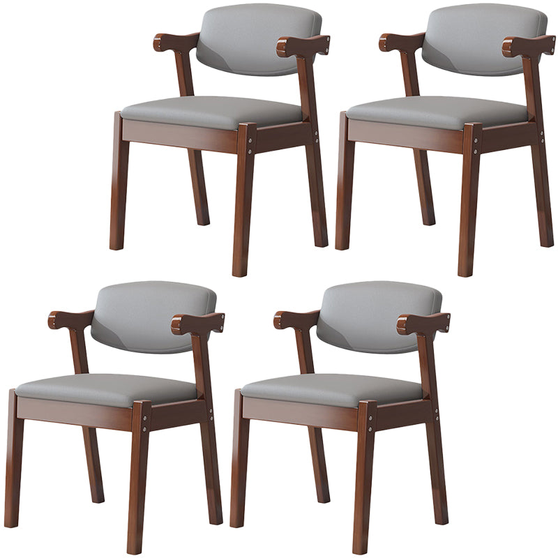 Contemporary Leather Dining Chair Open Back Dining Side Furniture in Matte Finish