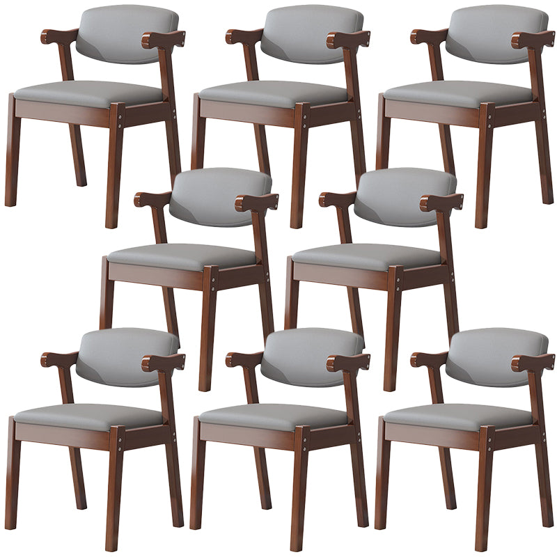 Contemporary Leather Dining Chair Open Back Dining Side Furniture in Matte Finish