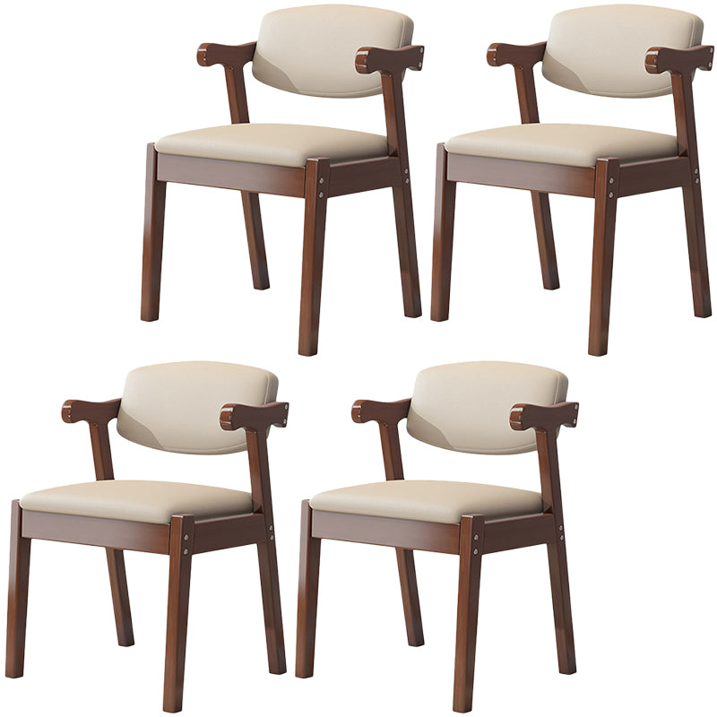 Contemporary Leather Dining Chair Open Back Dining Side Furniture in Matte Finish