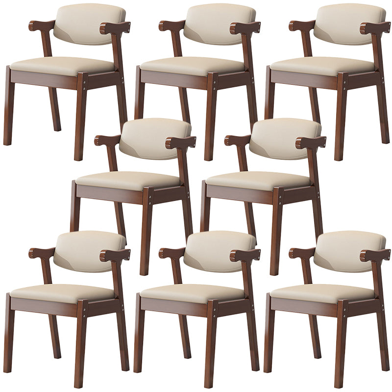 Contemporary Leather Dining Chair Open Back Dining Side Furniture in Matte Finish