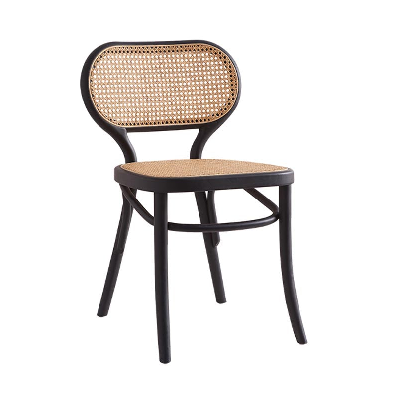 Rattan Dining Side Chair Traditional Ash Solid Wood Side Chair