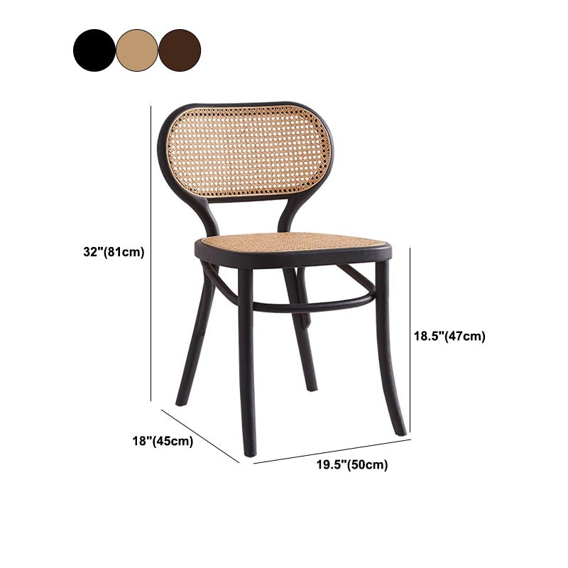 Rattan Dining Side Chair Traditional Ash Solid Wood Side Chair