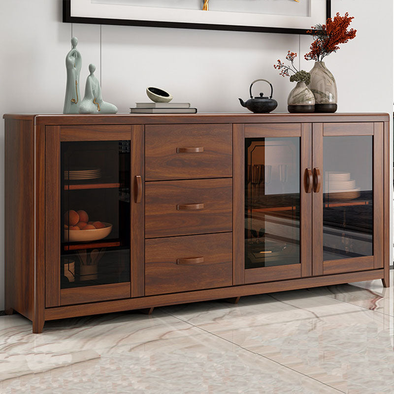 Modern Sideboard Solid Wood No Distressing with Drawers Credenza Cabinets