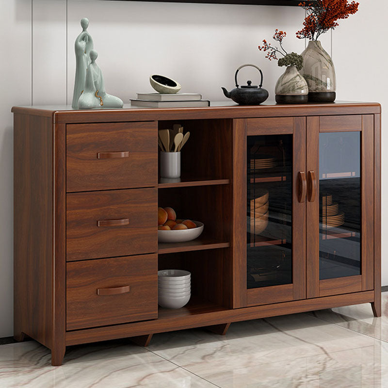 Modern Sideboard Solid Wood No Distressing with Drawers Credenza Cabinets