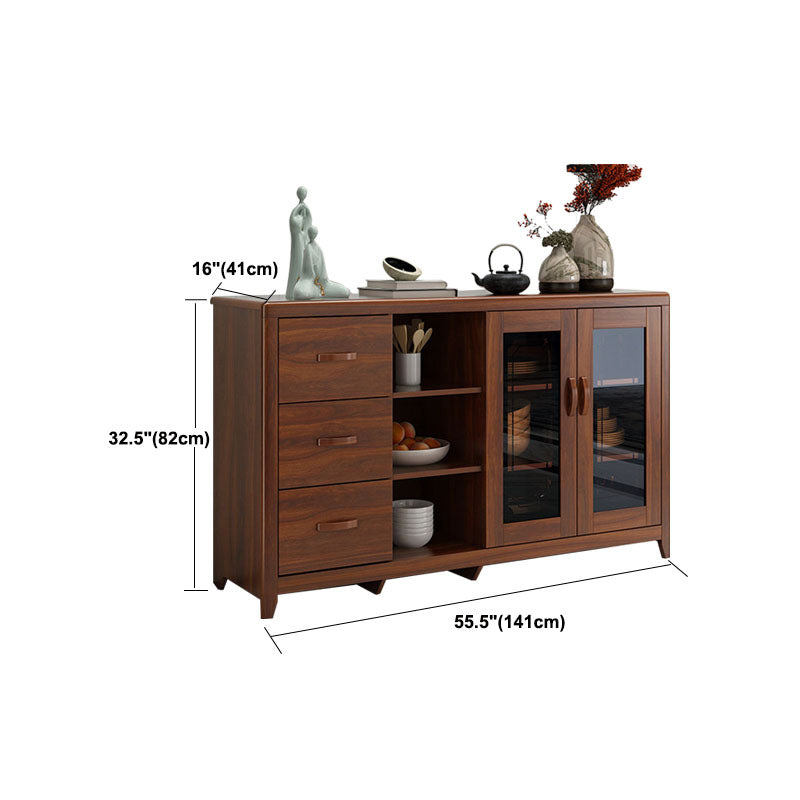 Modern Sideboard Solid Wood No Distressing with Drawers Credenza Cabinets