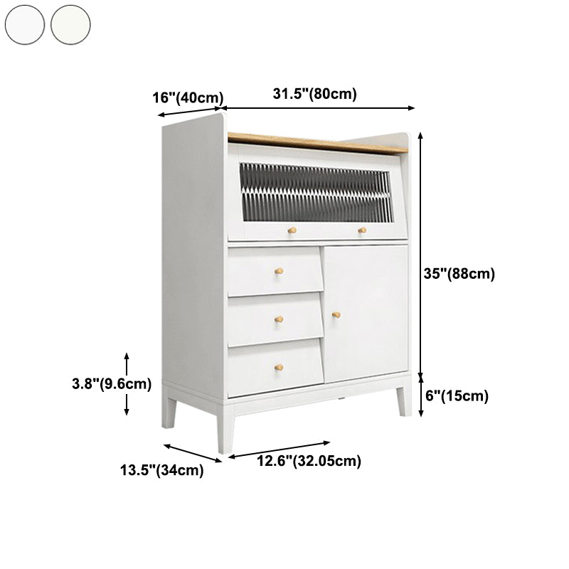 15.75"W x 40.55"H Sideboard Contemporary Style White Dining Server with 3 Drawers