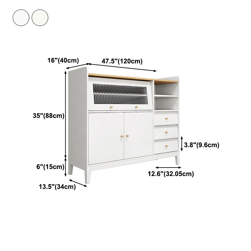 15.75"W x 40.55"H Sideboard Contemporary Style White Dining Server with 3 Drawers