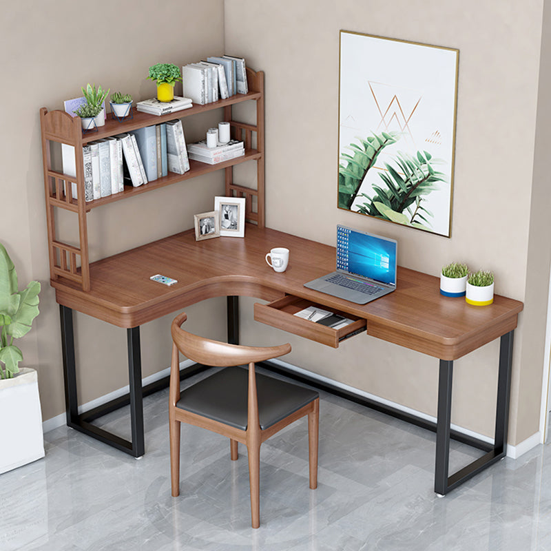 L-Shape Solid Pine Writing Table Industrial Home Working Table