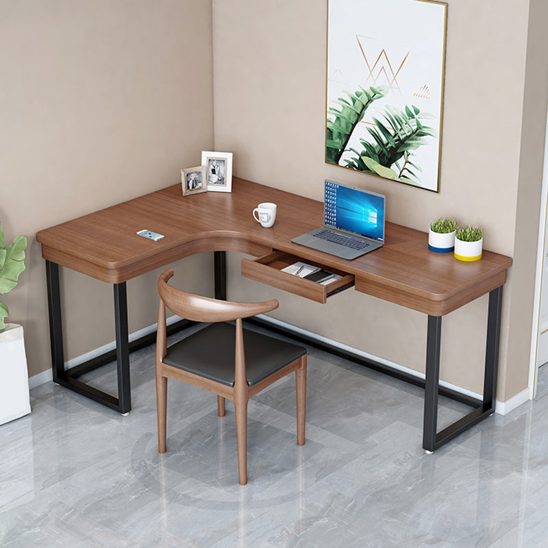 L-Shape Solid Pine Writing Table Industrial Home Working Table