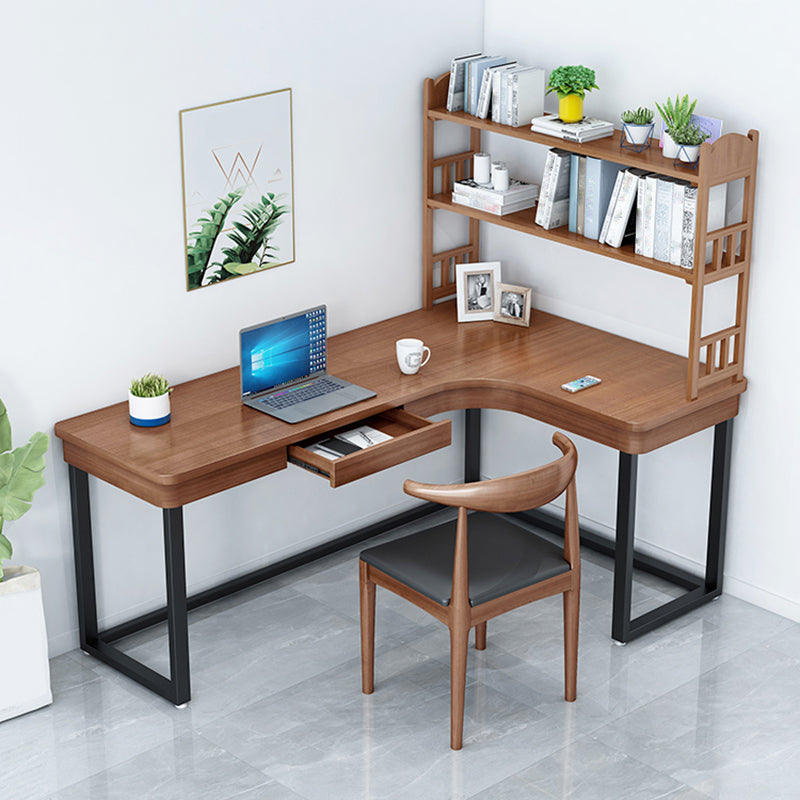 L-Shape Solid Pine Writing Table Industrial Home Working Table