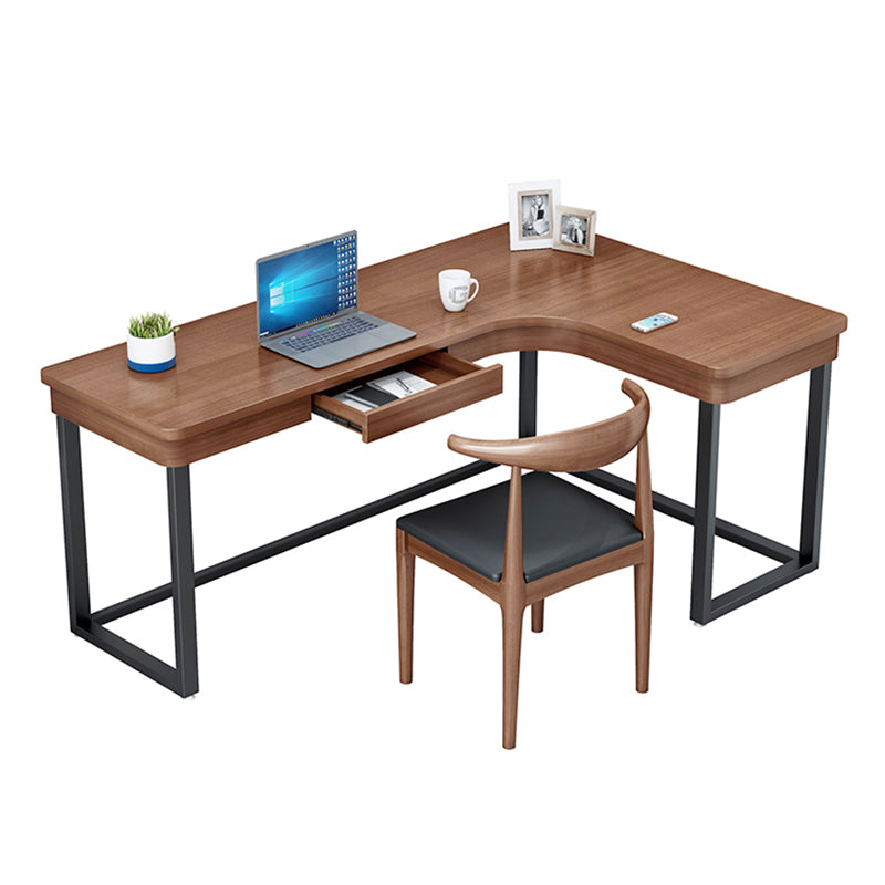 L-Shape Solid Pine Writing Table Industrial Home Working Table