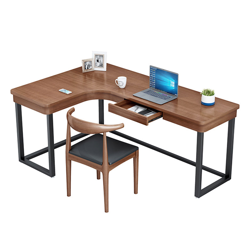 L-Shape Solid Pine Writing Table Industrial Home Working Table